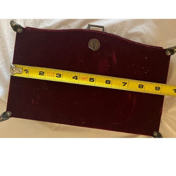 VTG Studio Silversmith Victorian Decorative Metal Jewelry Box Red Velvet Lined - Picture 8 of 13